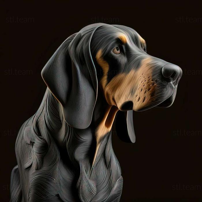 3D model Black and tan Coonhound dog (STL)